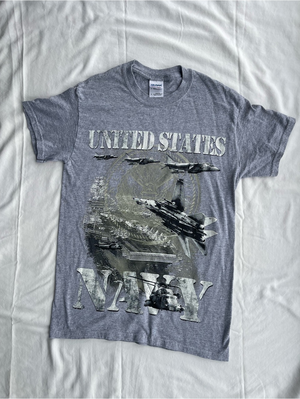 Gildan Gray United States Navy Graphic Tee